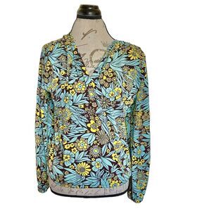 I.N.C International Concepts Womens Blouse Top Sz Small Floral Botanical Retro